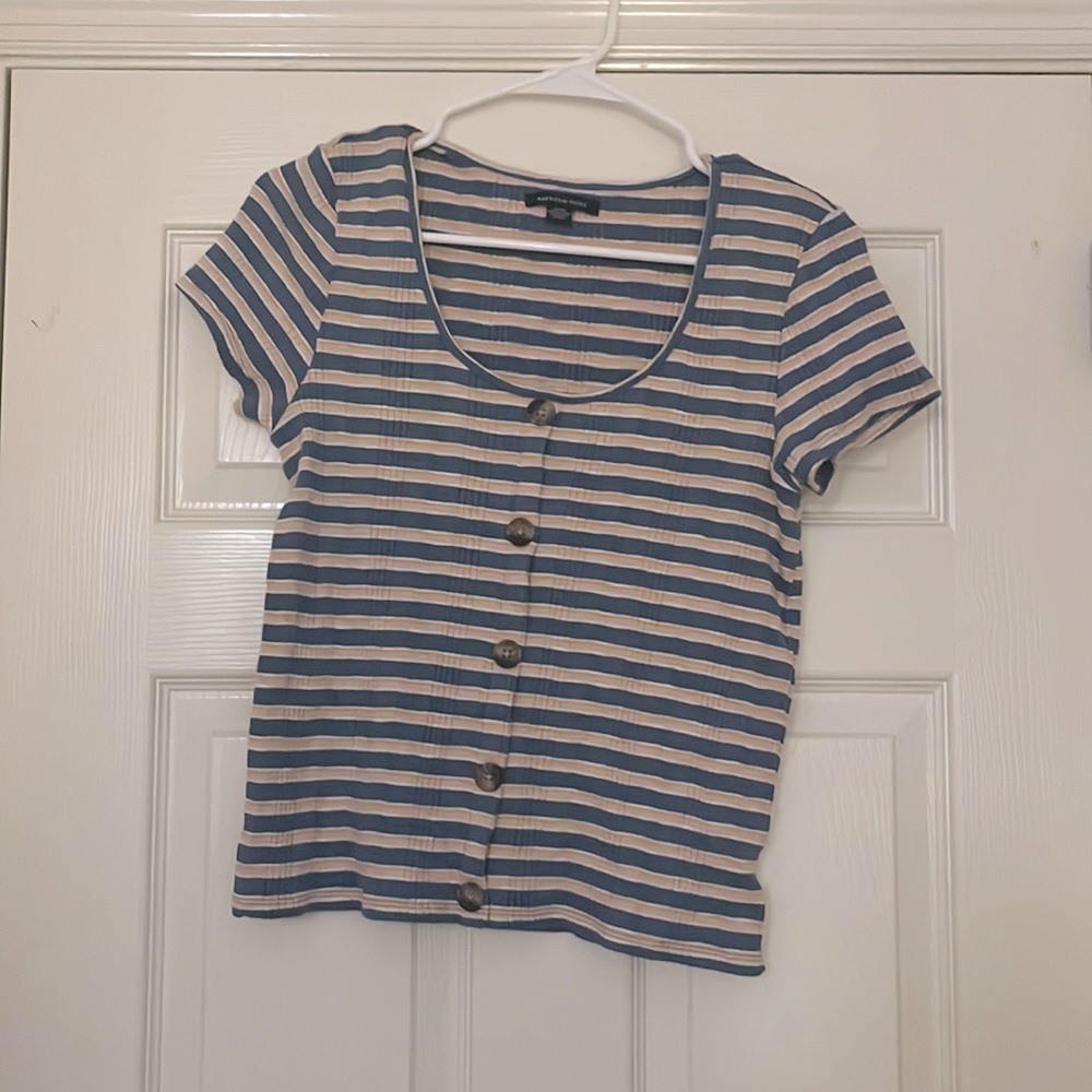 Multi Color Striped Button up Top